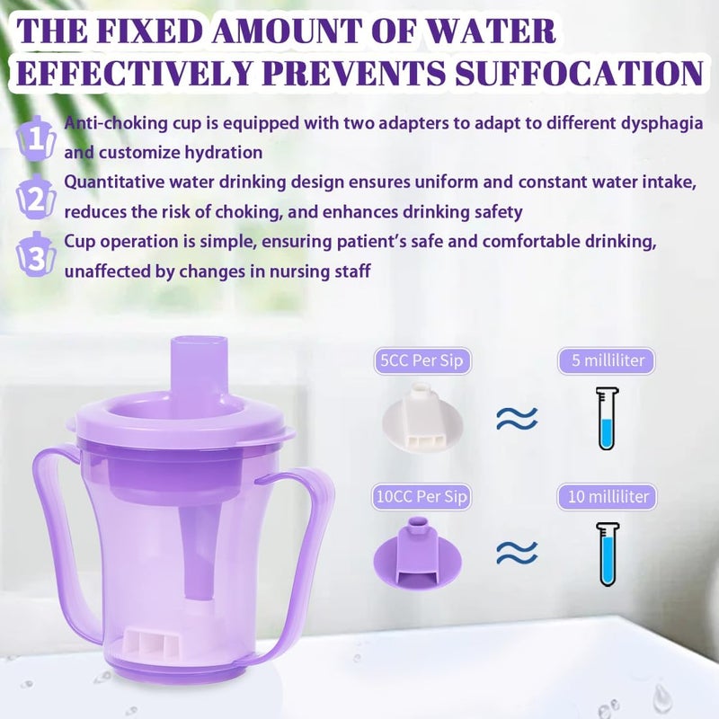 Ehucon dysphagia regulating drinking cup for elderly with difficulty swallowing,with 5cc and 10cc sip cup,assistive devices liquids only,No thickener is Used (Purple-Lid+Body,Pack of 1) - Image 4